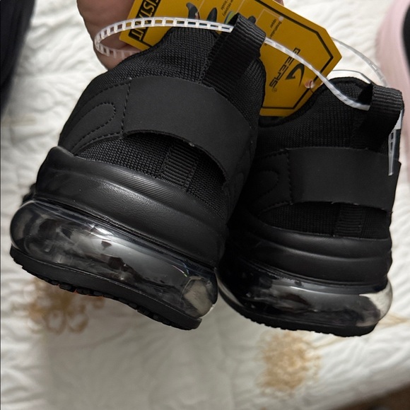 Black Lace-Up Slip-Resistant Sneakers with Neon Green Insoles - Picture 5 of 7